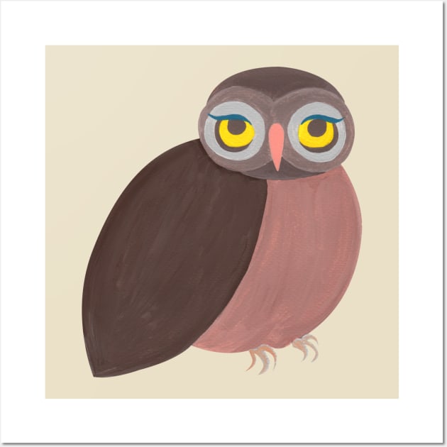 Brown Chubby Owl Wall Art by estudioanzol